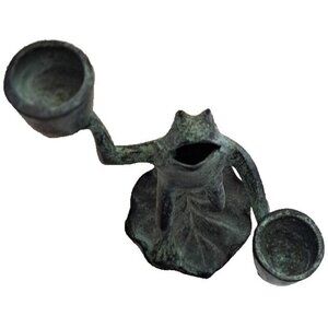 SPI Metal Singing Frog Double Candle Holder Lily Pad Vintage